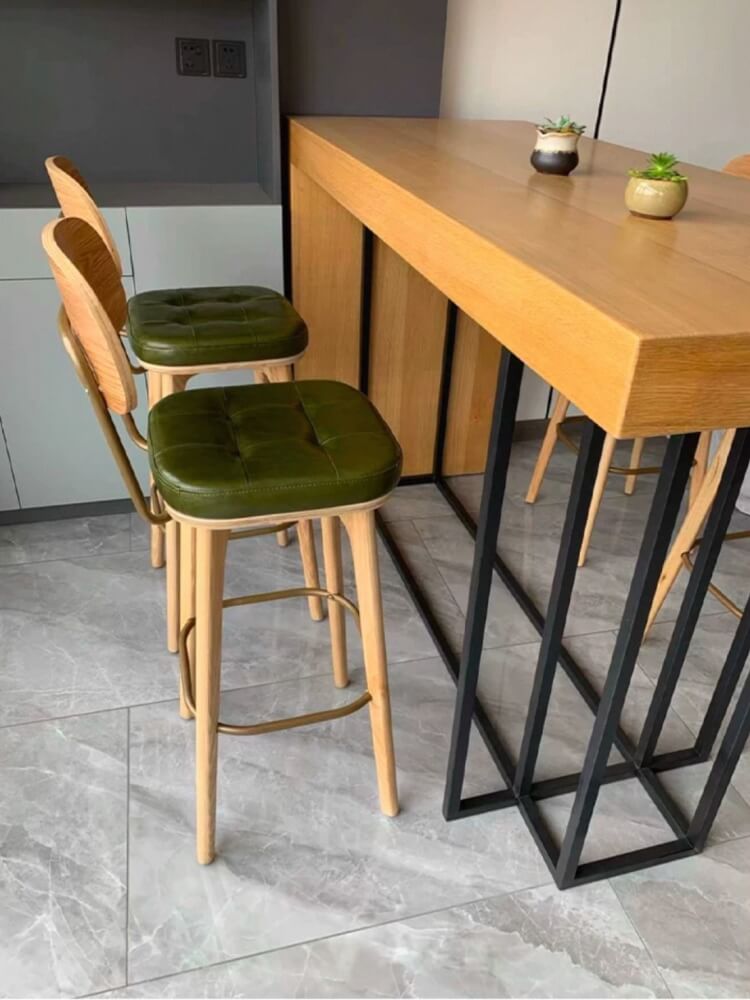 เก้าอี้บาร์ MY DOLLS HOUSE COCO 75 ซม. สีไม้อ่อน เบาะสีเขียว